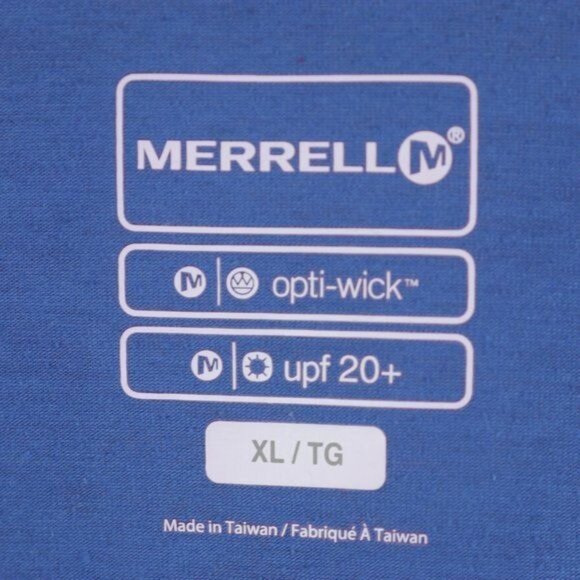 Merrell OptiWick UPF 50 Men's Extra Large Blue Knit Short Sleeve Polo Shirt - Picture 7 of 8